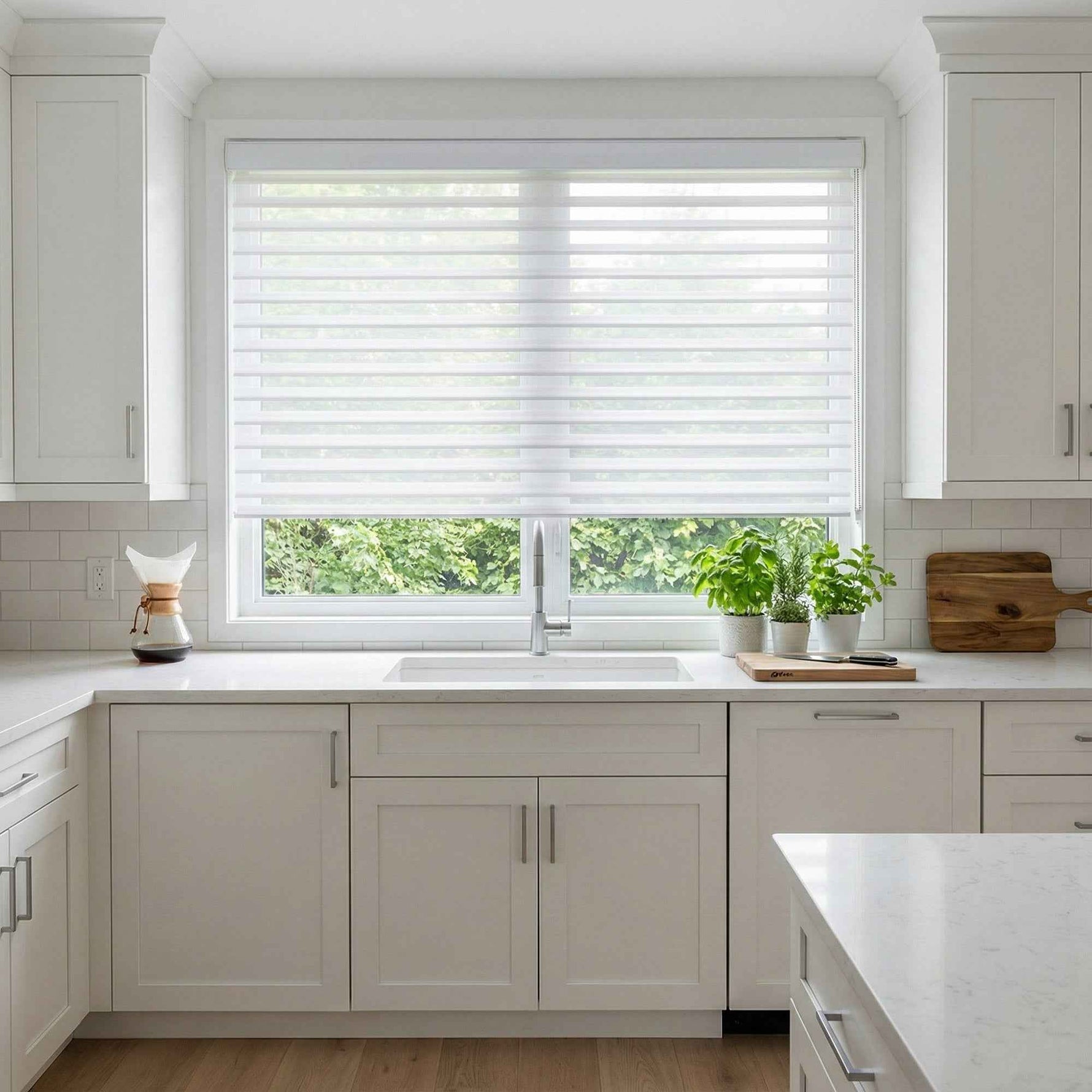 X-Hush Pure White Corded Shangri-La Blinds - Detail View 3 | JOYDRAPE Bespoke Luxury