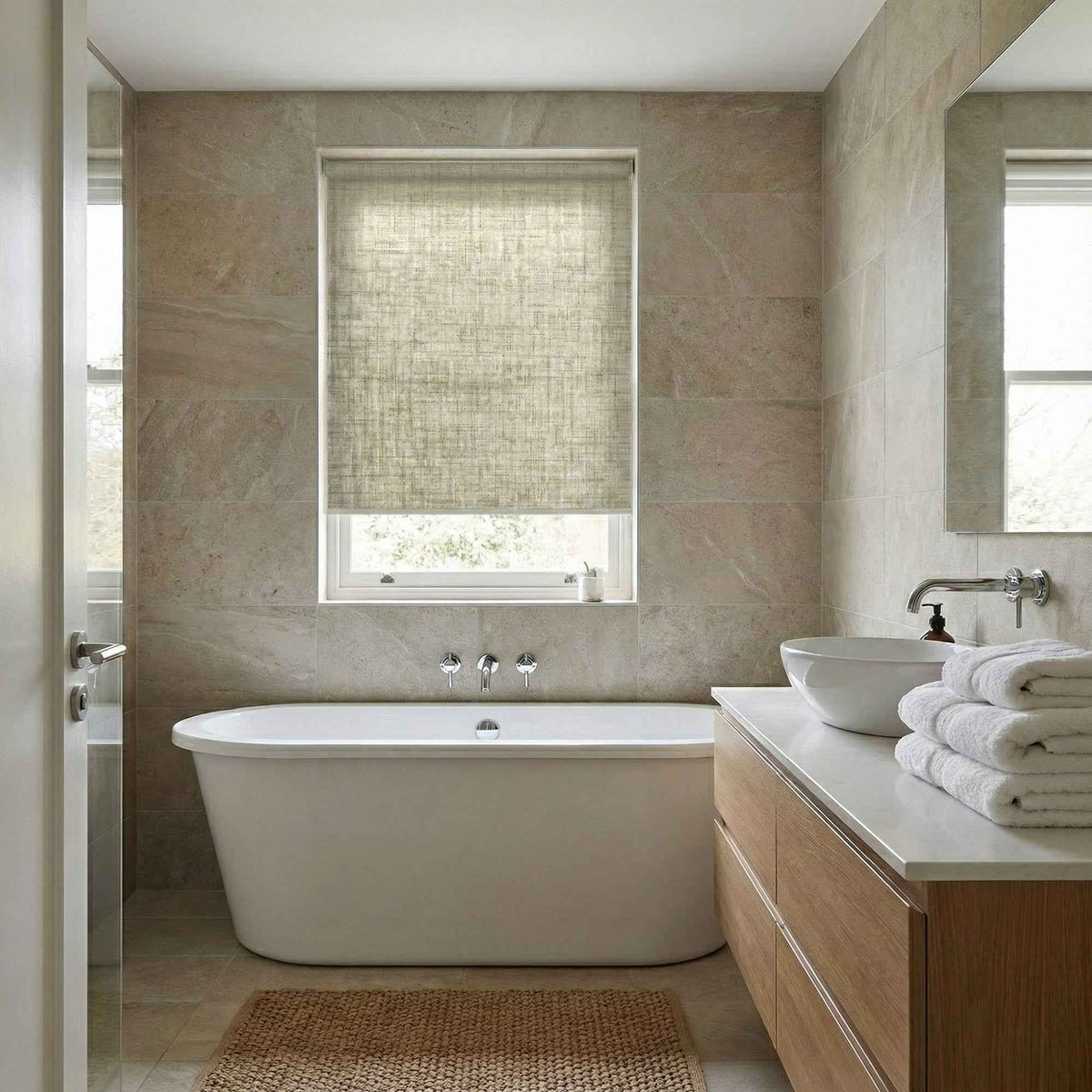 J-Hemp Cordless Faux Linen Blackout Roller Shades