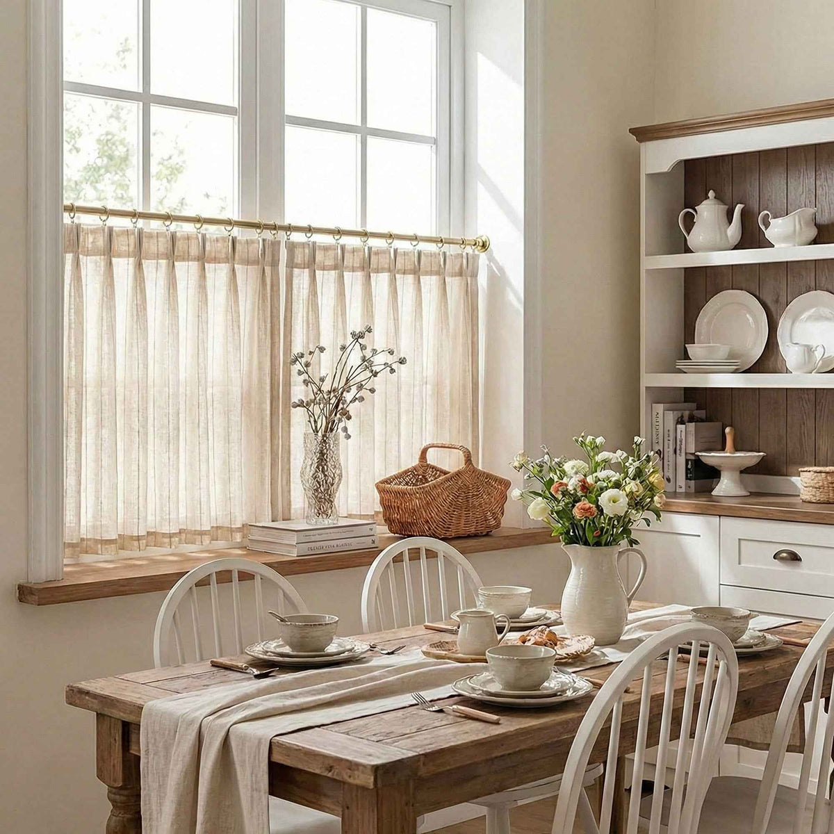 C-Rope Sheer vertical-textured cafe curtains