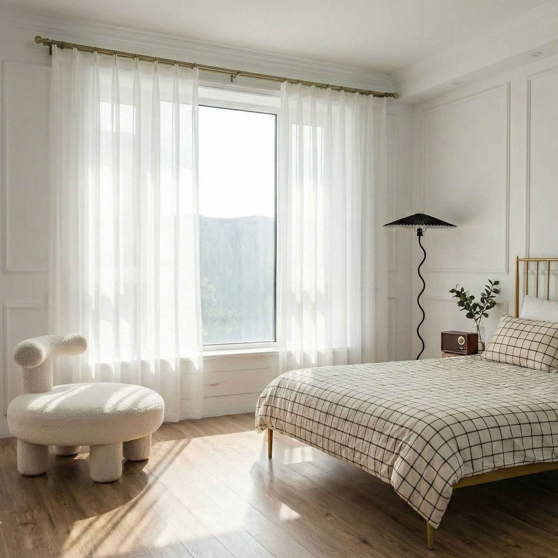 Hopsack Pure White Striped Cotton Sheer Curtains - Detail View 4 | JOYDRAPE Bespoke Luxury