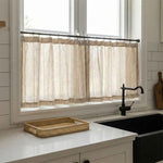C-Query Light-Filtering Linen Textured Cafe Curtains
