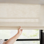 Linen Roman Shades Cordless/Motorized - Detail View 1 | JOYDRAPE Bespoke Luxury