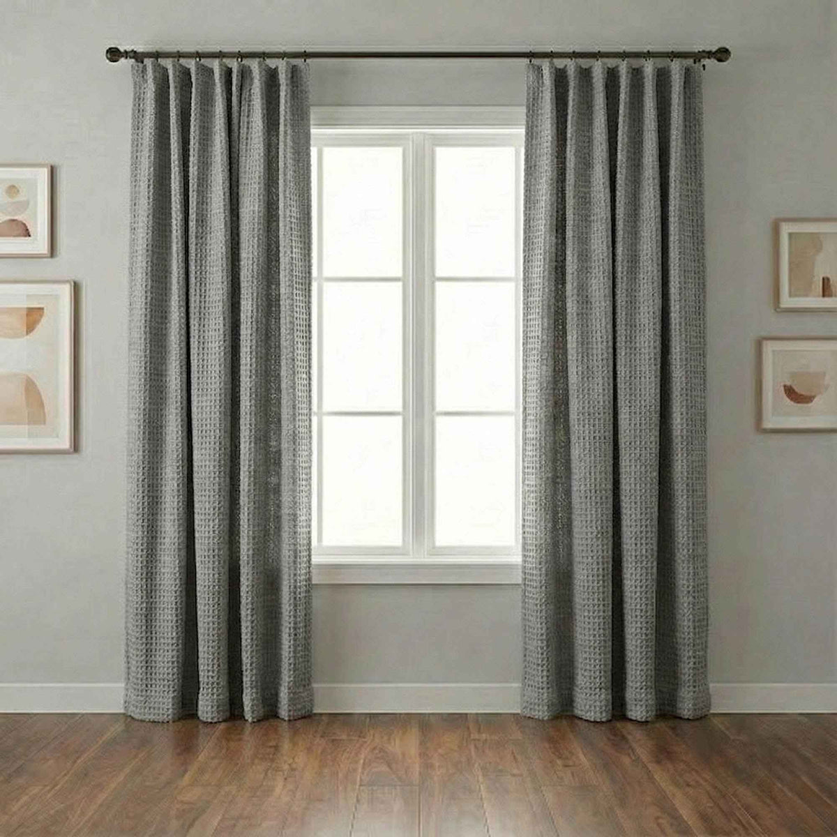 Wheat Heavyweight waffle textured linen blend curtains