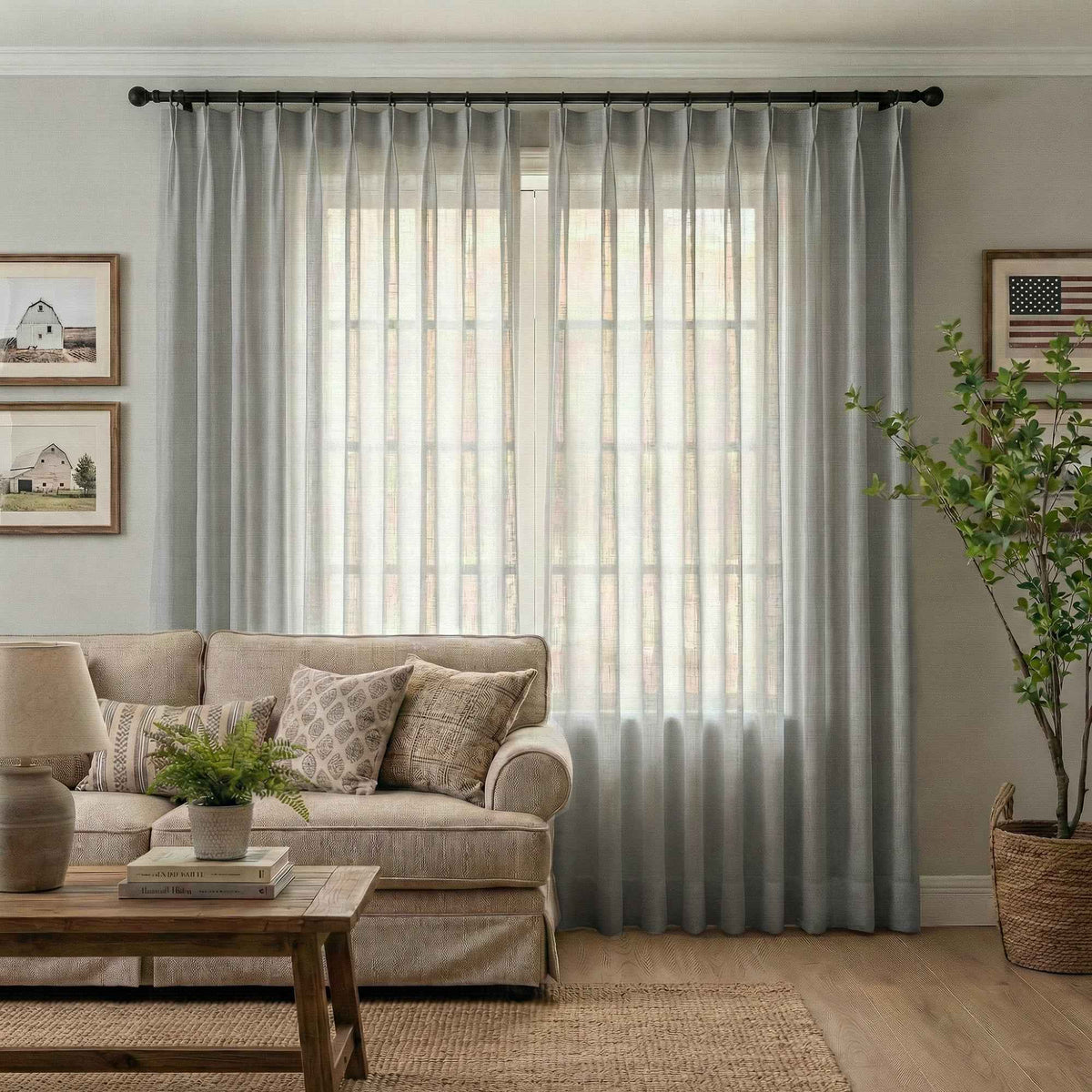 Btimeless Light-Filtering Cotton Linen Textured Curtains