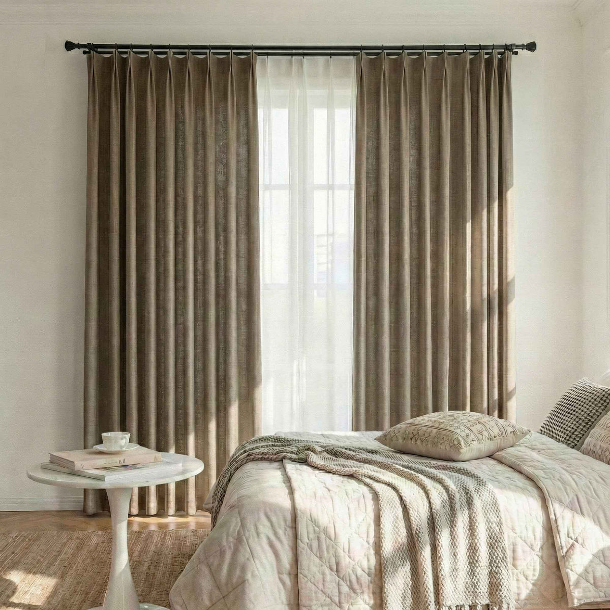 Colorful Semi-Sheer Linen Textured Curtains