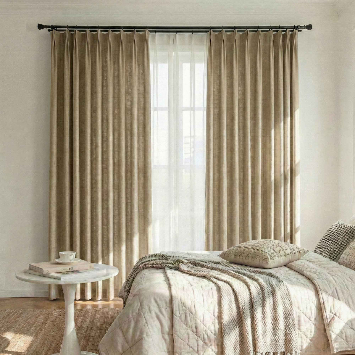 Colorful Semi-Sheer Linen Textured Curtains