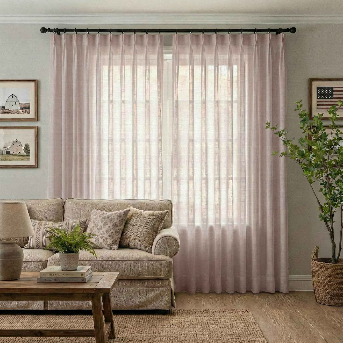 Btimeless Light-Filtering Cotton Linen Textured Curtains