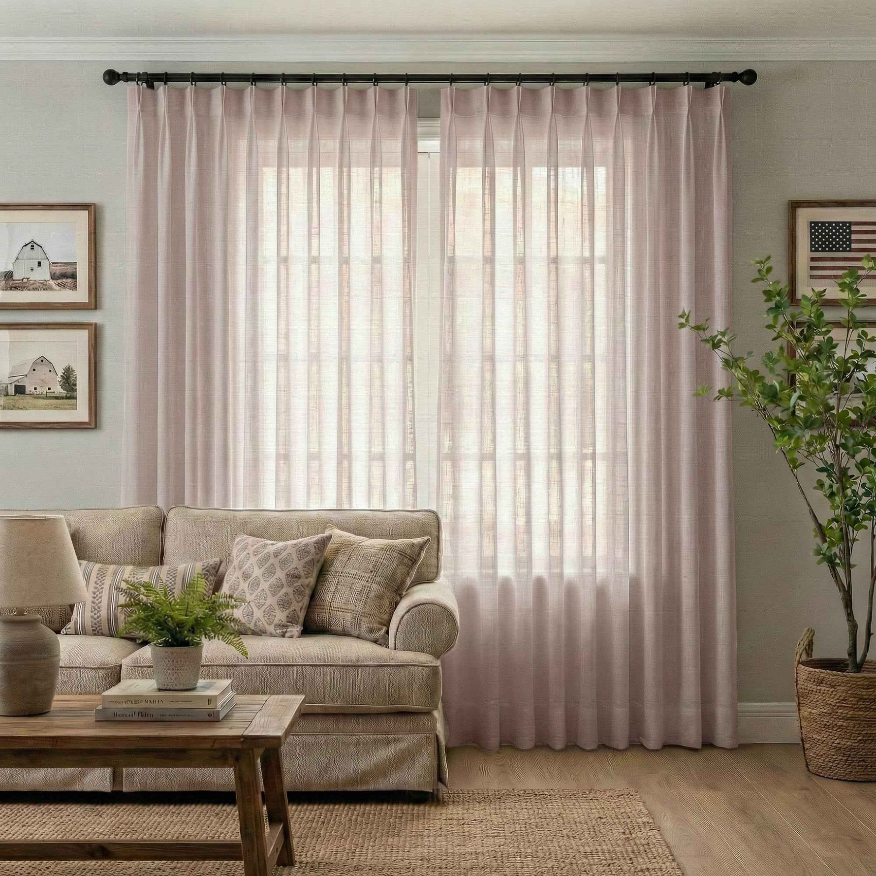 Btimeless Light-Filtering Cotton Linen Textured Curtains