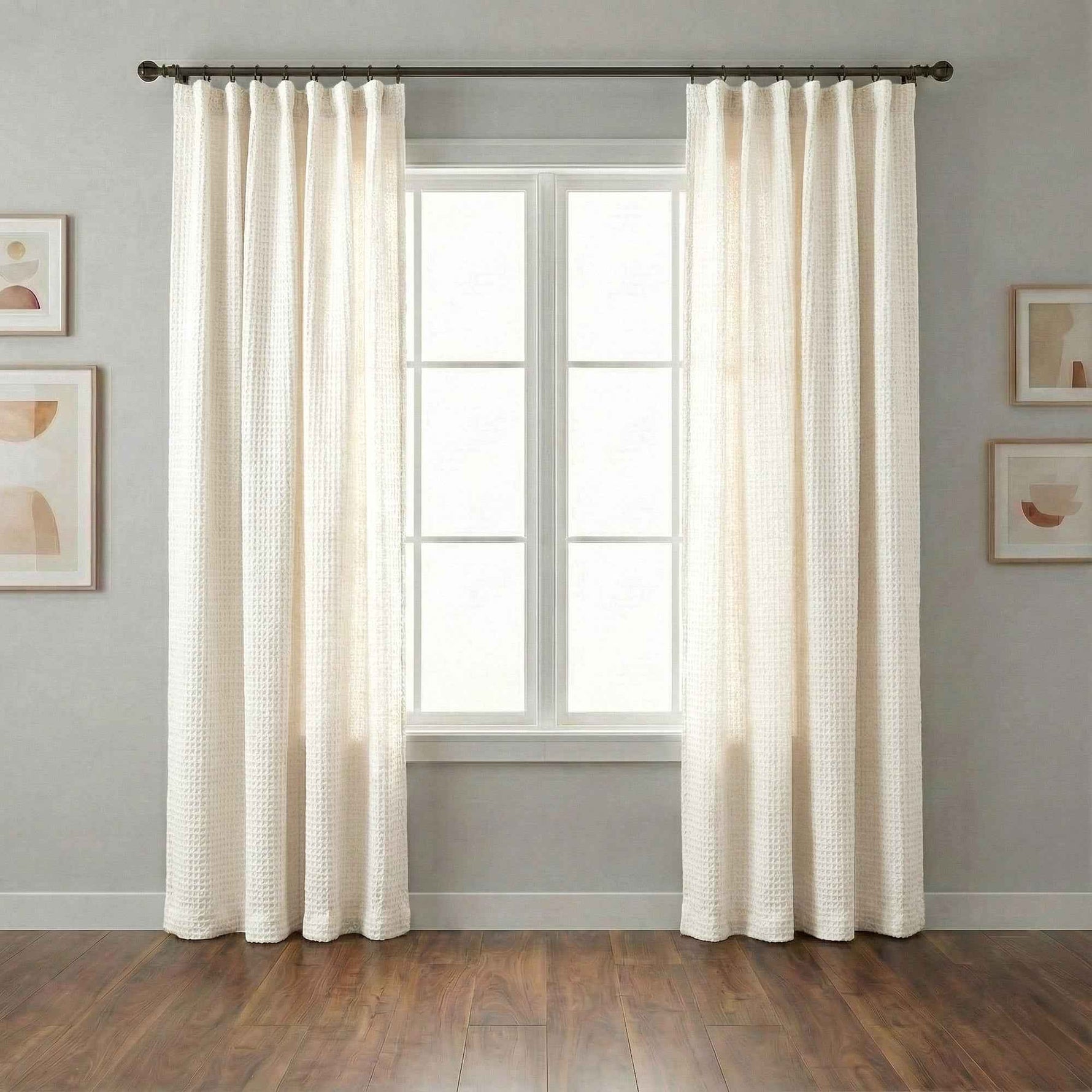 Wheat Heavyweight waffle textured linen blend curtains