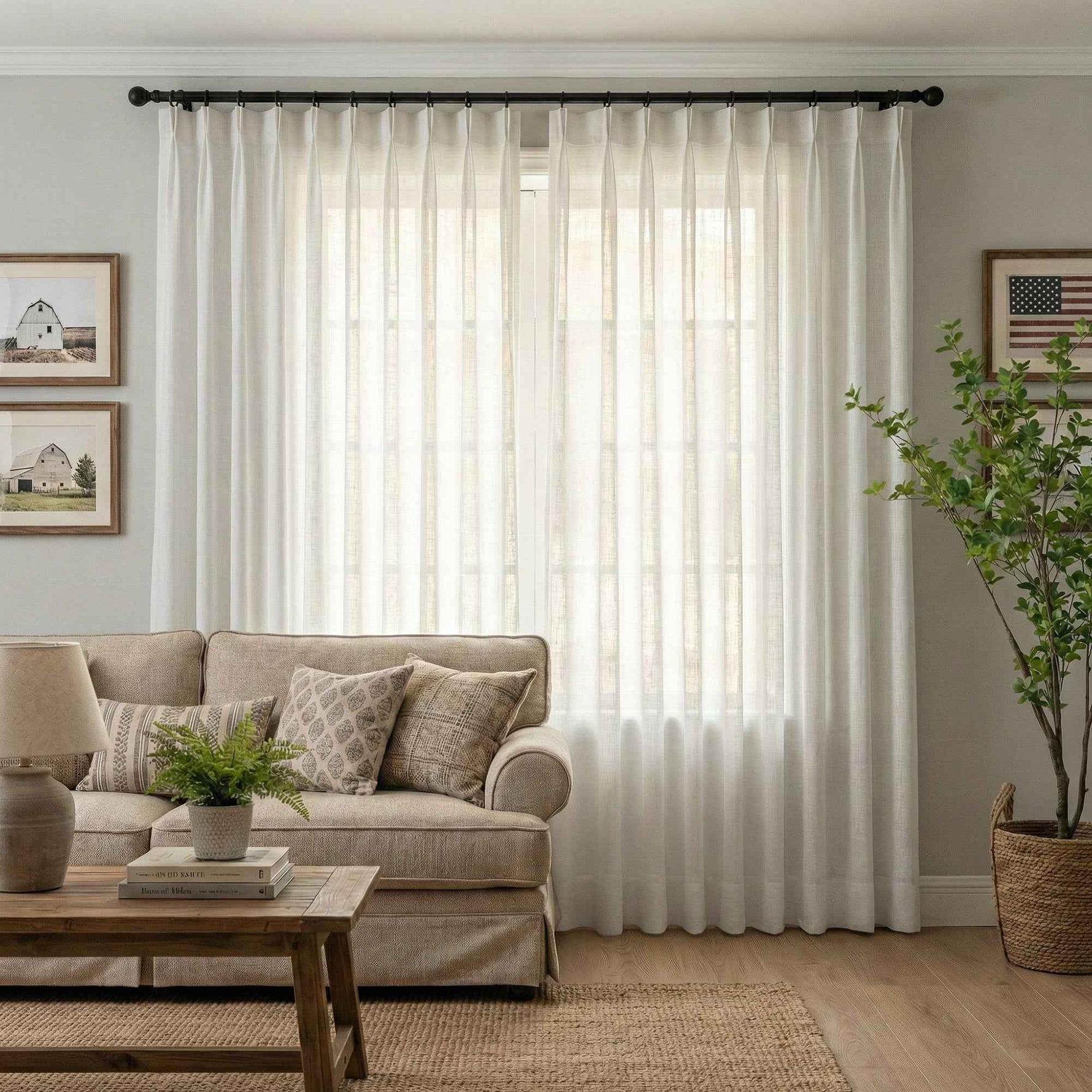 Btimeless Light-Filtering Cotton Linen Textured Curtains