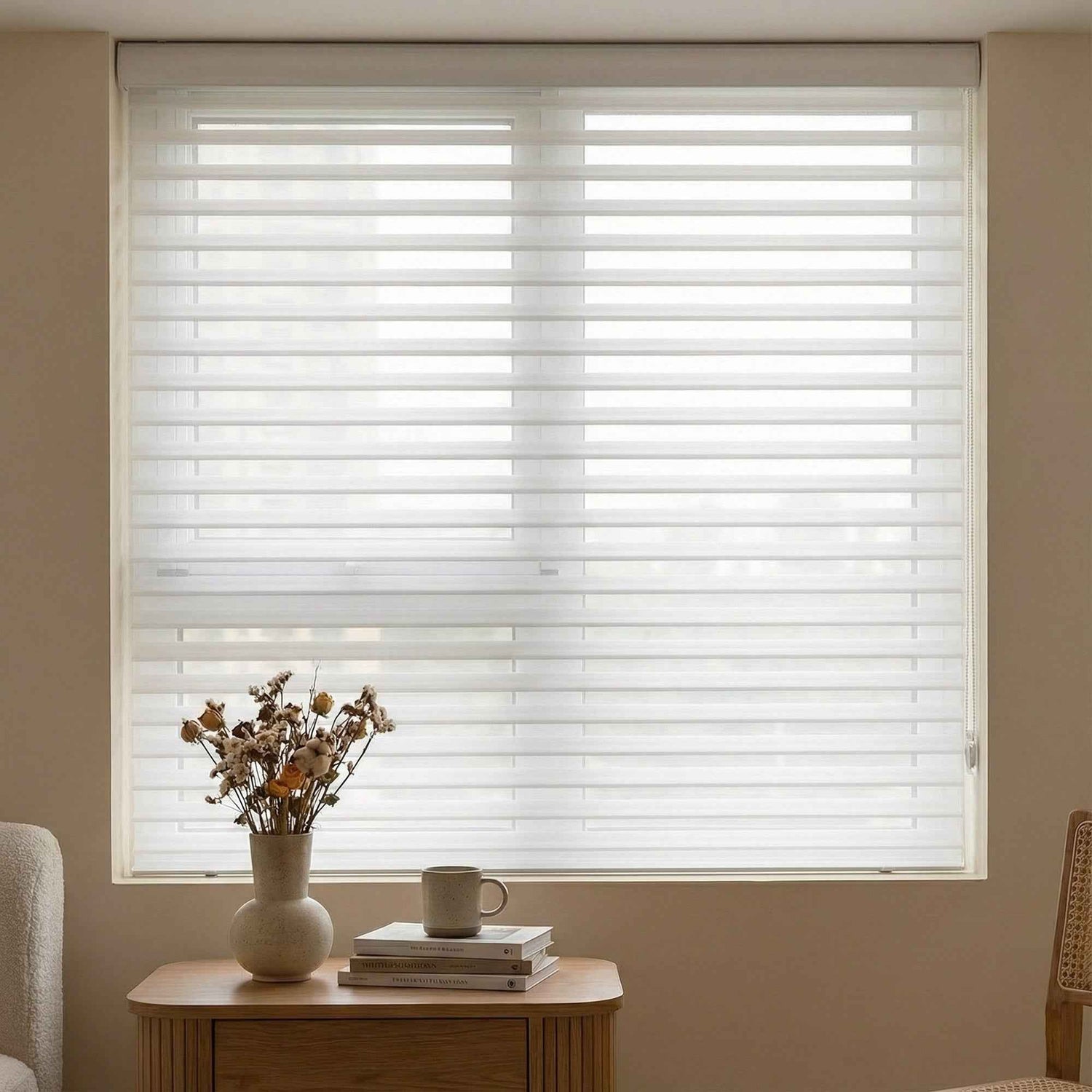 X-Hush Pure White Corded Shangri-La Blinds