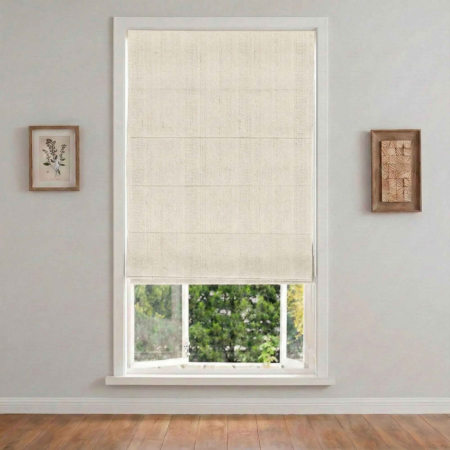 L-loose Cordless Striped Linen Blend Roman Shades - Detail View 9 | JOYDRAPE Bespoke Luxury