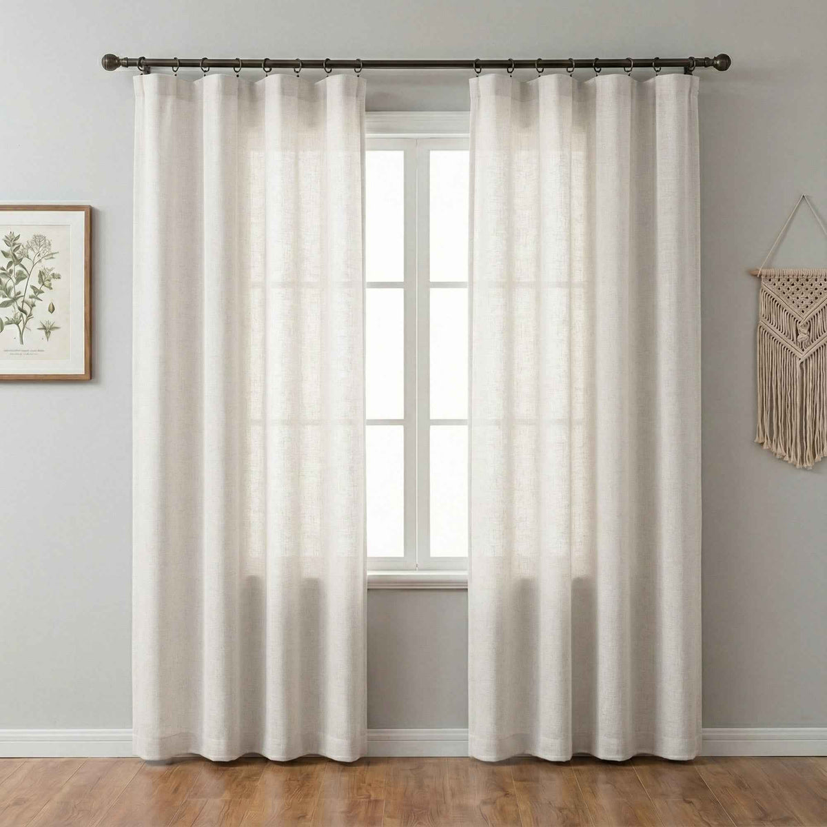 Lcasua Natural Linen Blend Curtains