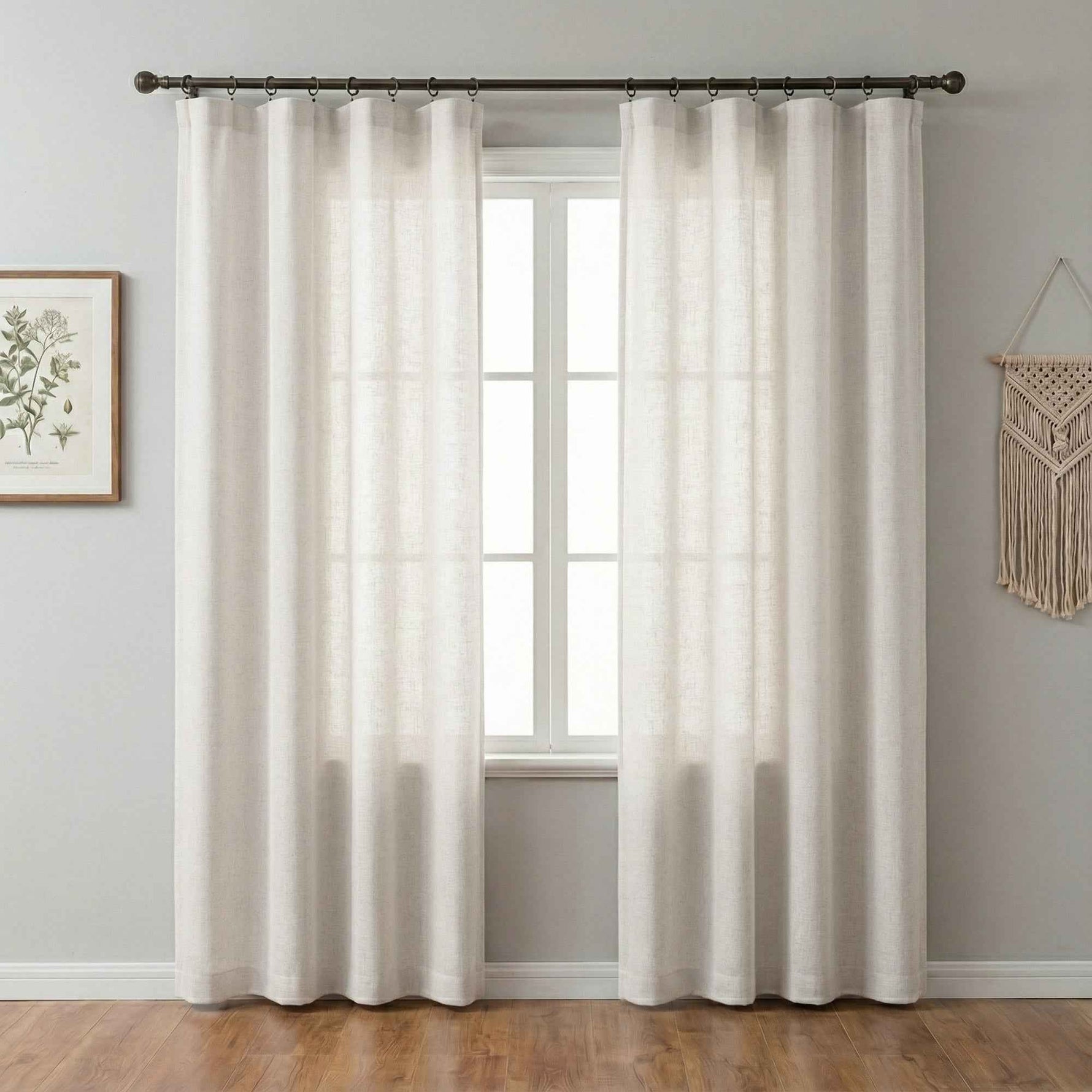Lcasua Natural Linen Blend Curtains