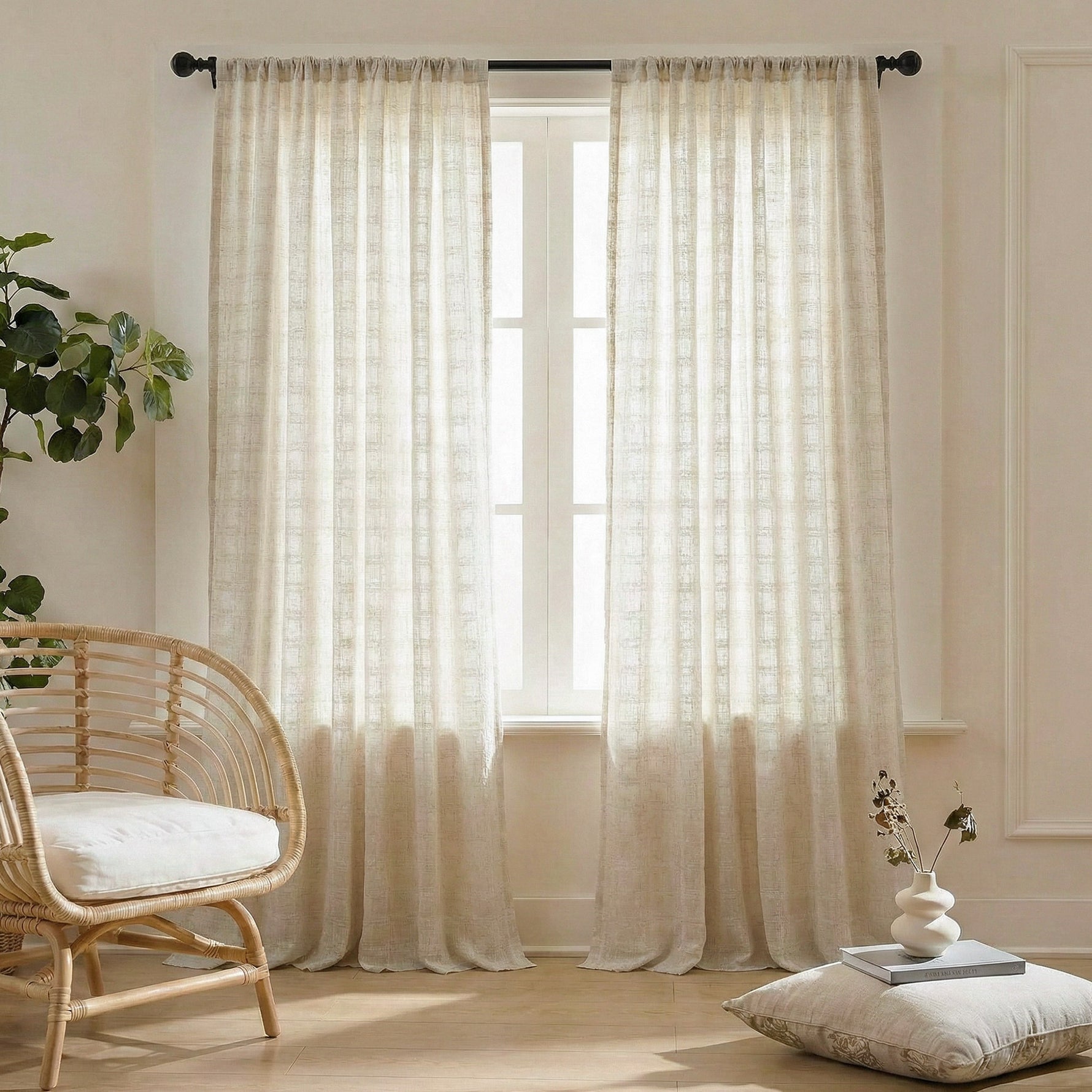 Grid Classic Check Sheer Curtains - Detail View 9 | JOYDRAPE Bespoke Luxury