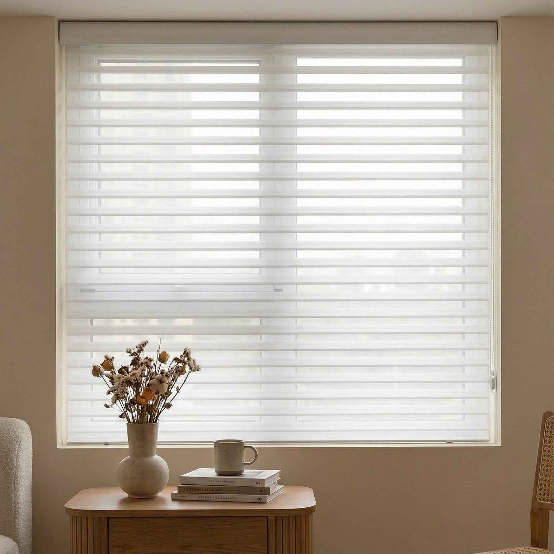 X-Hush Pure White Corded Shangri-La Blinds - Detail View 10 | JOYDRAPE Bespoke Luxury
