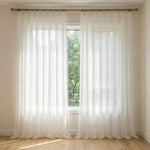 Hopsack Pure White Striped Cotton Sheer Curtains - Main View | JOYDRAPE Bespoke Luxury