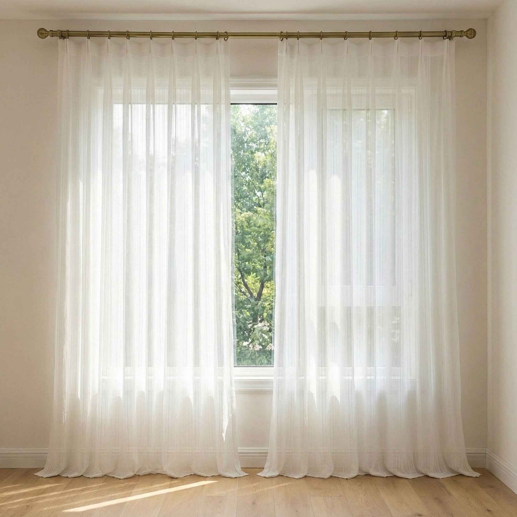 Hopsack Pure White Striped Cotton Sheer Curtains - Main View | JOYDRAPE Bespoke Luxury