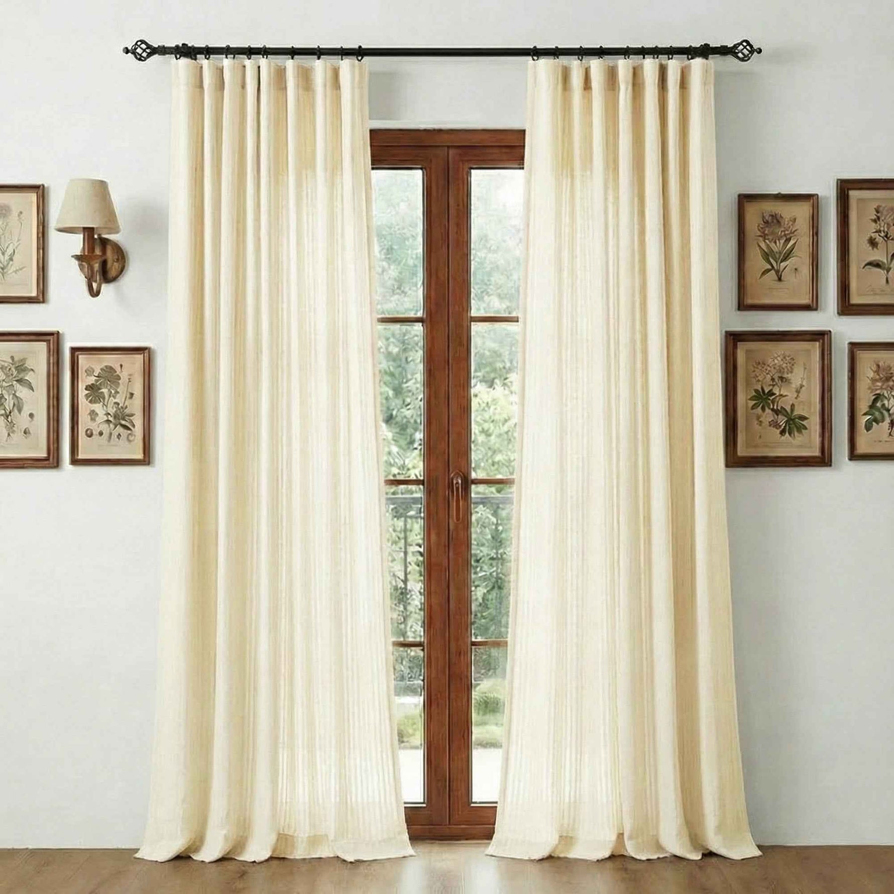 Chenilles Beige Striped Linen Curtains
