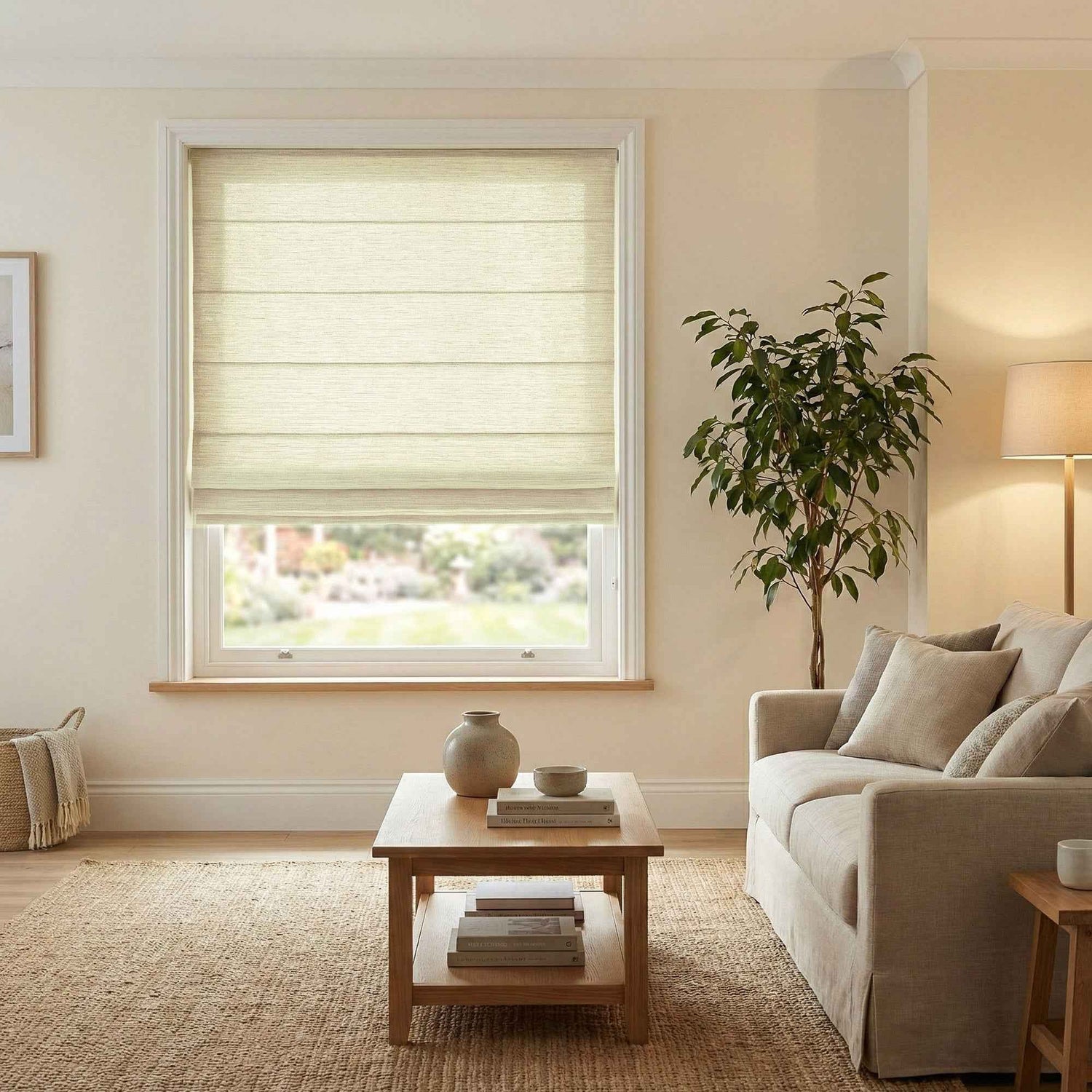 L-Loom Cordless Soft-Hued Light Filtering Roman Shades - Main View | JOYDRAPE Bespoke Luxury