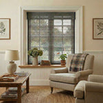 L-Lknot Cordless Charcoal Ramie Roman Shades - Detail View 10 | JOYDRAPE Bespoke Luxury