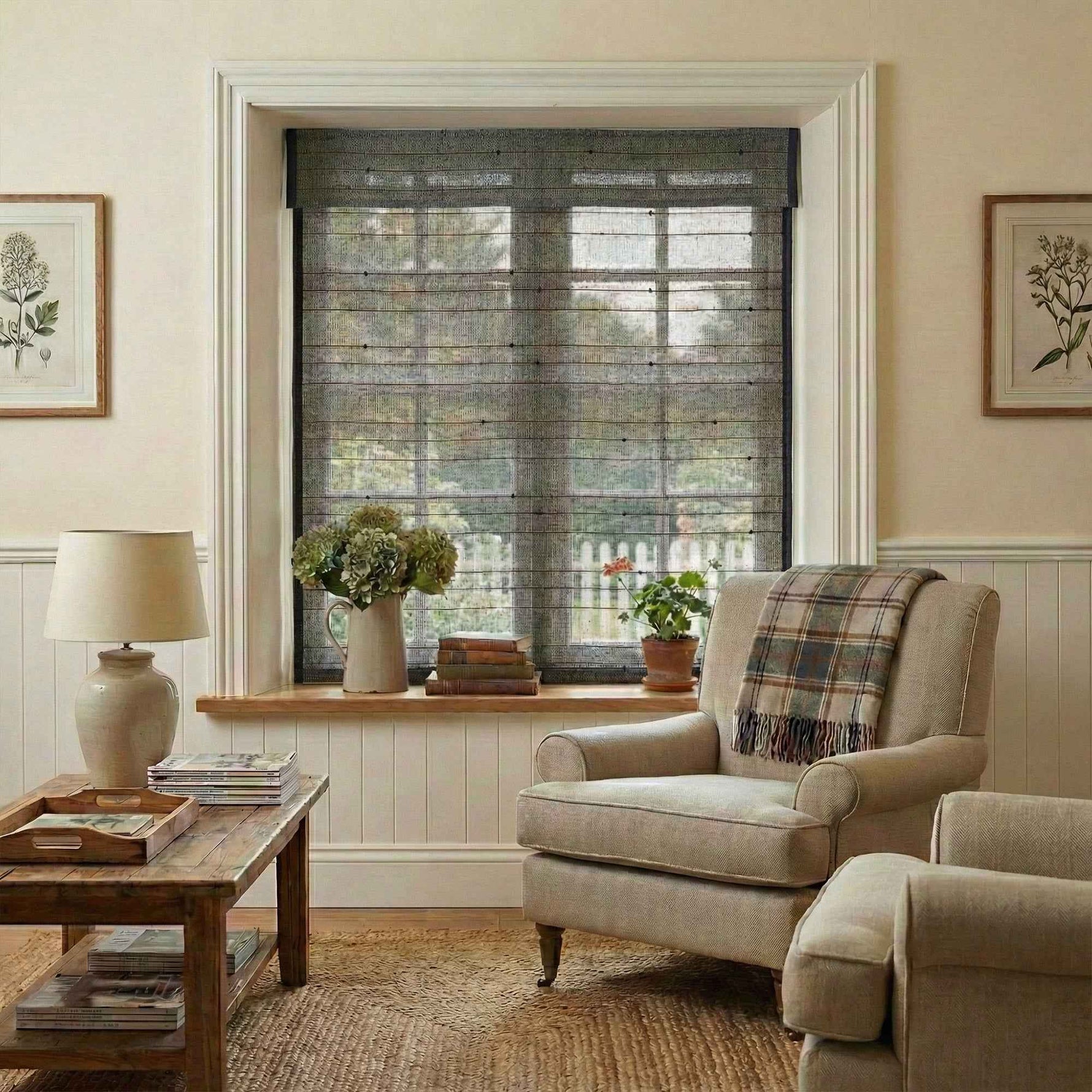 L-Lknot Cordless Charcoal Ramie Roman Shades - Detail View 10 | JOYDRAPE Bespoke Luxury