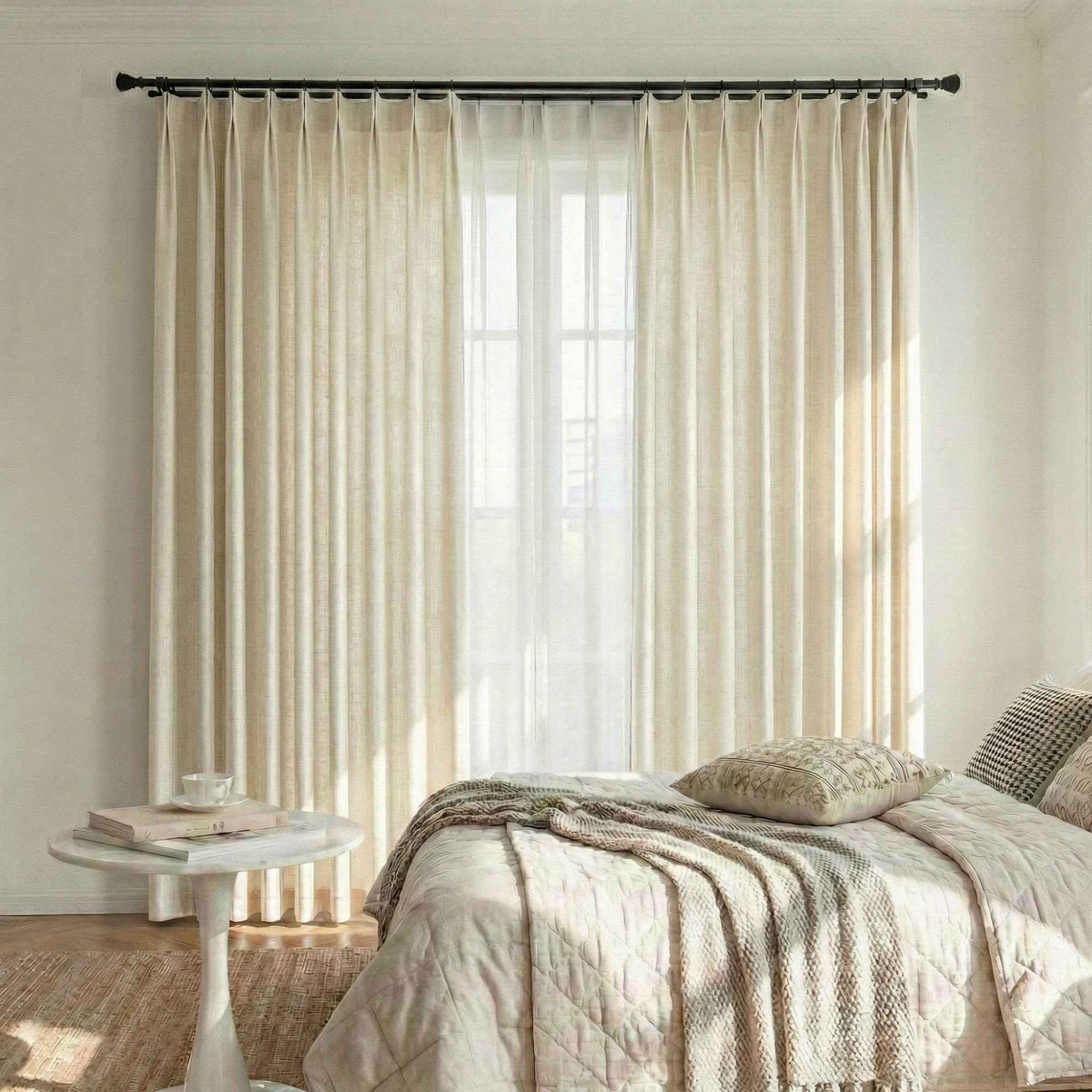 Colorful Semi-Sheer Linen Textured Curtains