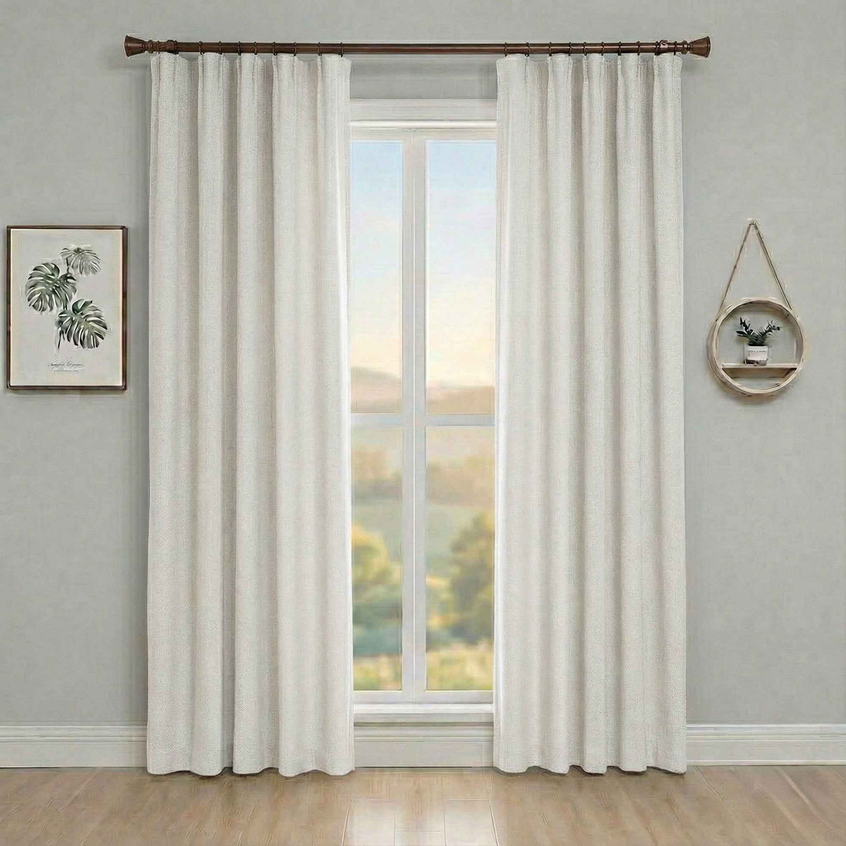 pincheck 100% Blackout Cream Style Curtains