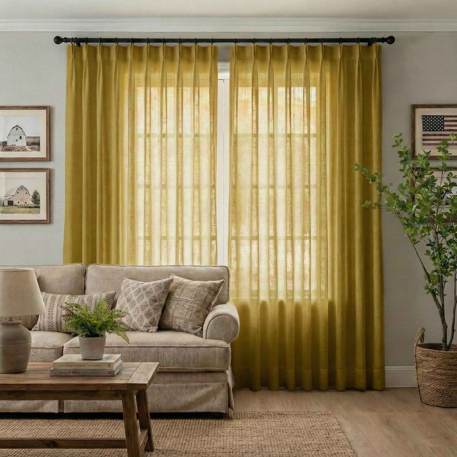Btimeless Light-Filtering Cotton Linen Textured Curtains