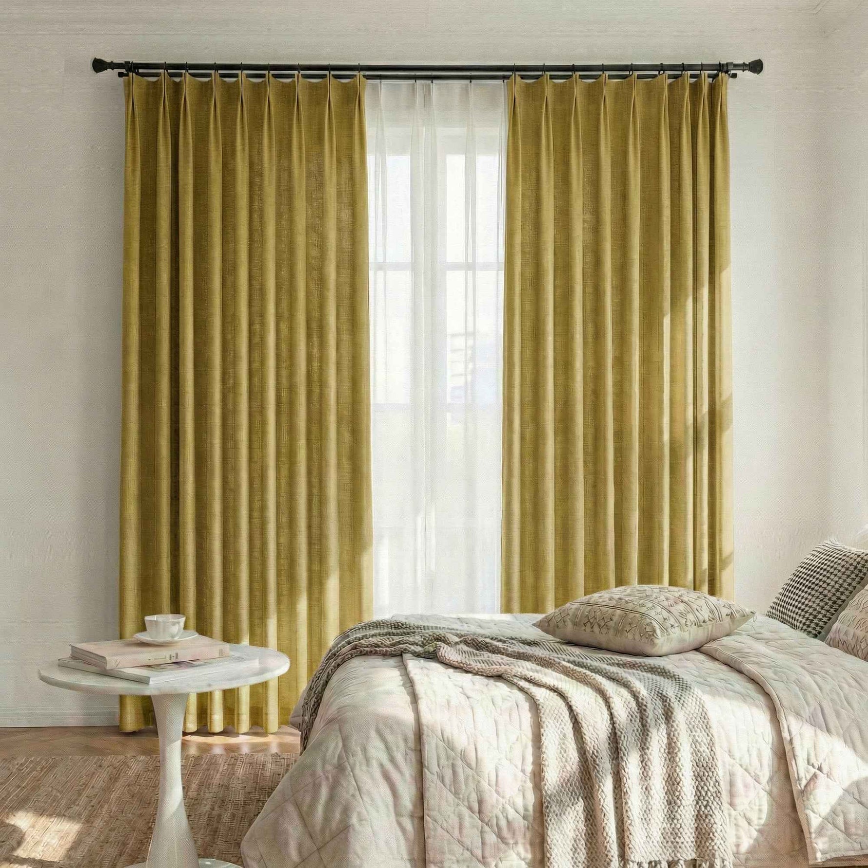 Colorful Semi-Sheer Linen Textured Curtains
