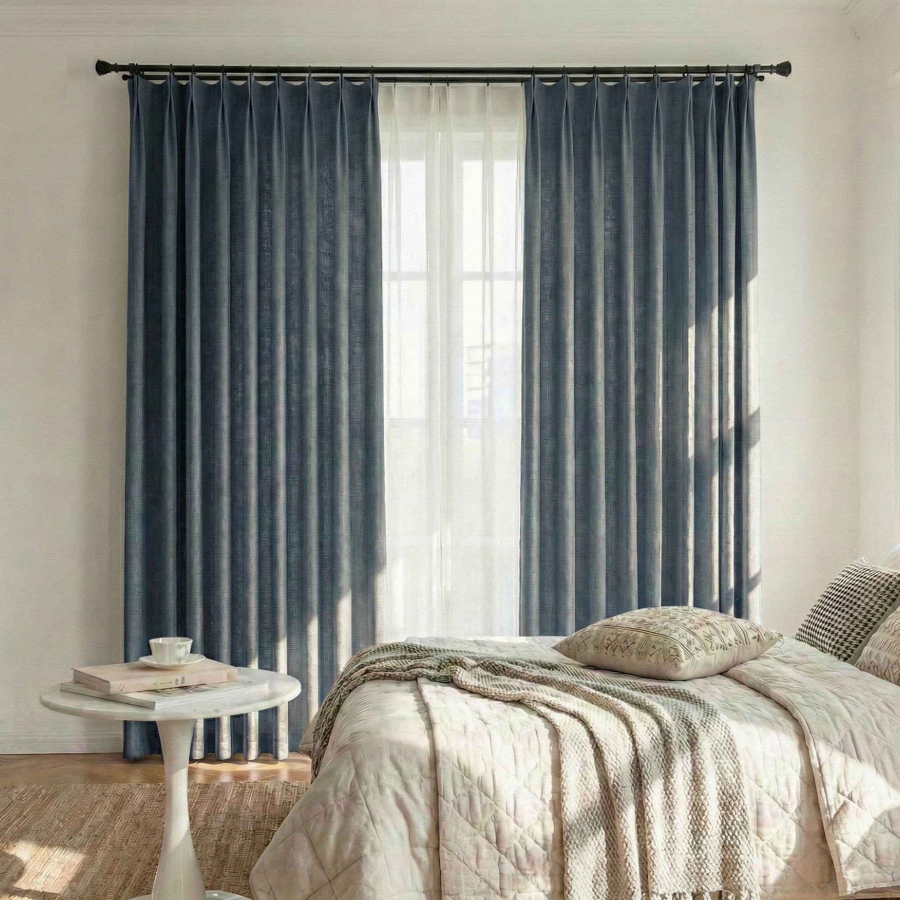 Colorful Semi-Sheer Linen Textured Curtains