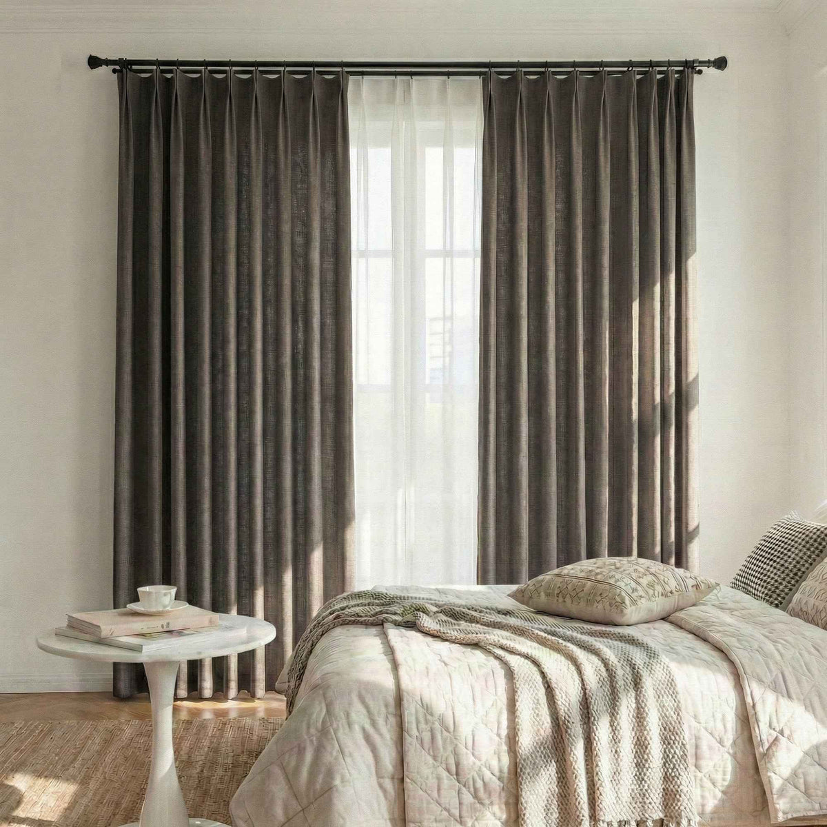 Colorful Semi-Sheer Linen Textured Curtains
