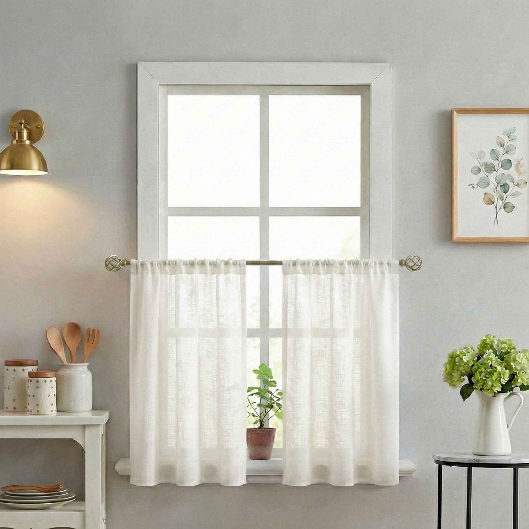 C-Btimeless Light-Filtering Cross-Weave Cafe Curtains