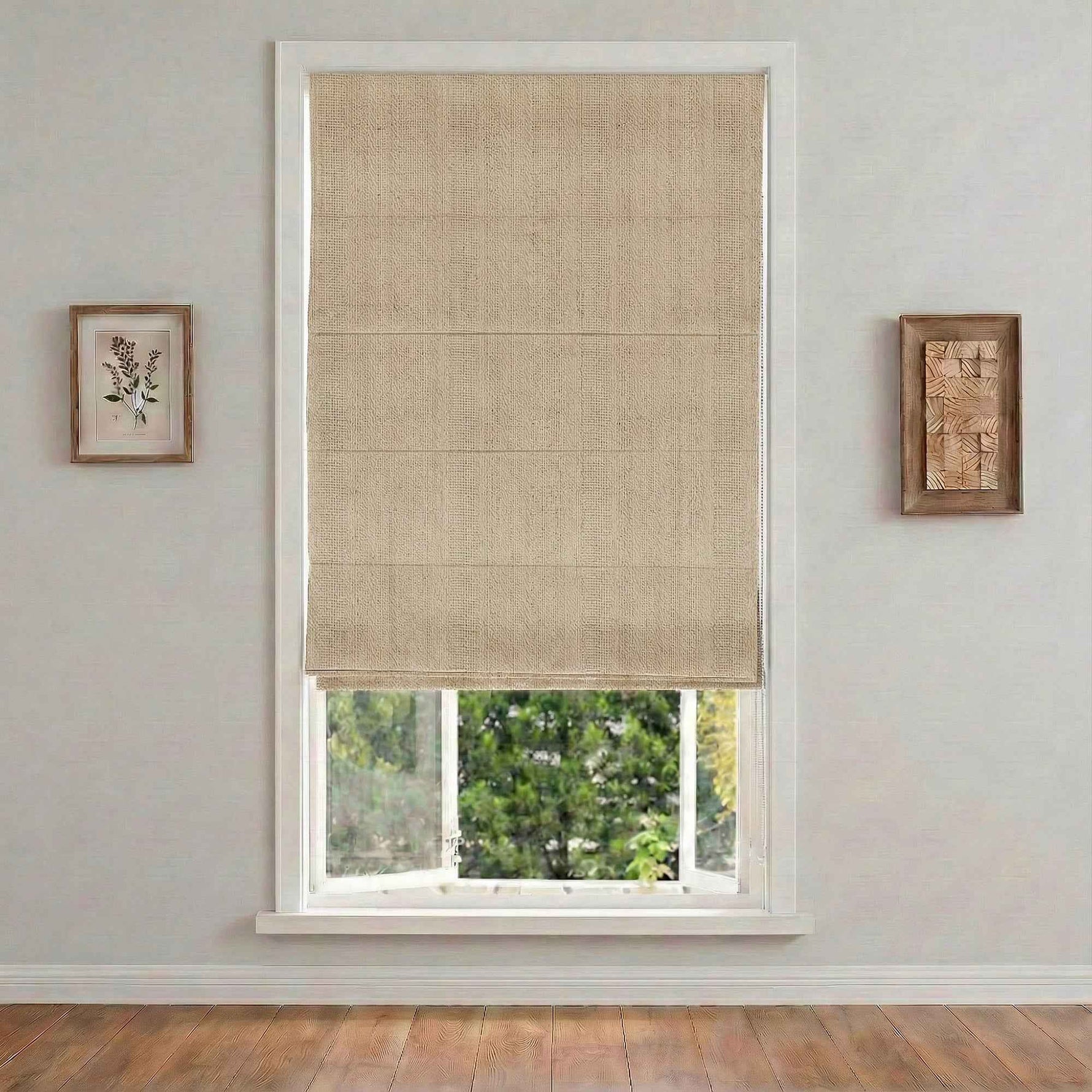 L-loose Cordless Striped Linen Blend Roman Shades - Detail View 10 | JOYDRAPE Bespoke Luxury