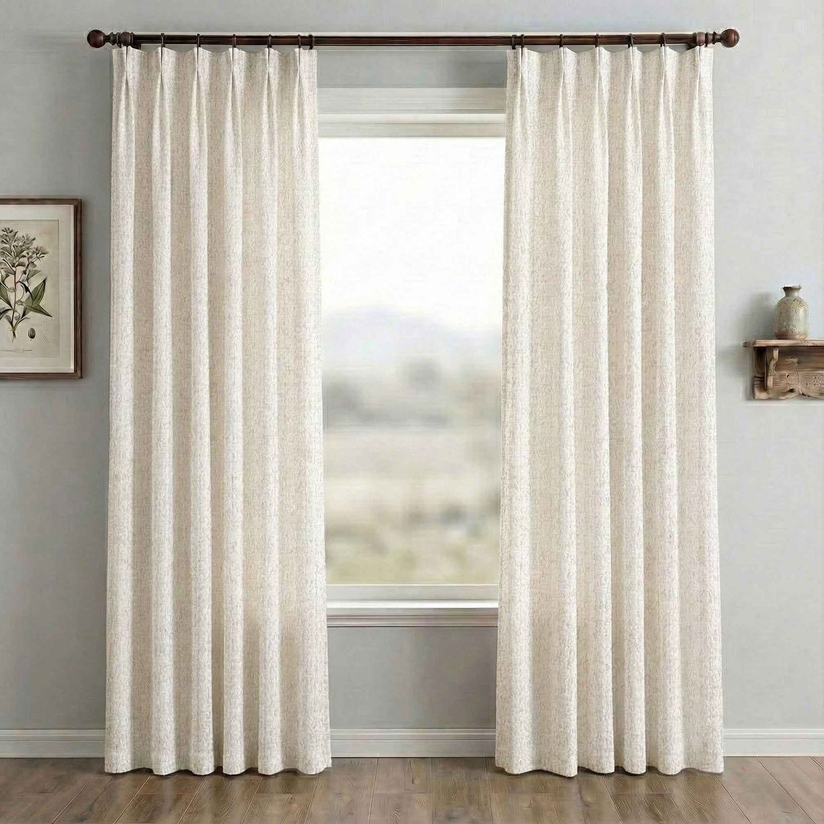 Waffle Natural Cotton Linen Blend Curtains