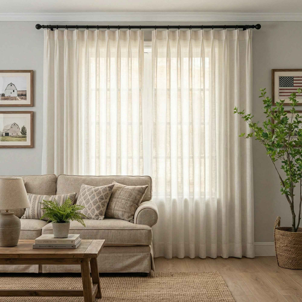 Btimeless Light-Filtering Cotton Linen Textured Curtains