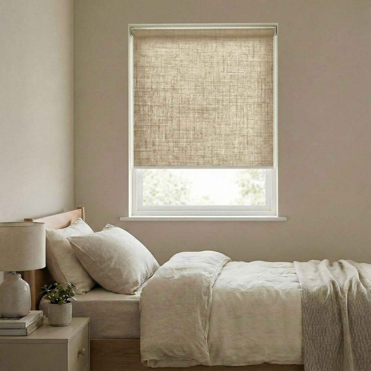 J-Hemp Cordless Faux Linen Blackout Roller Shades