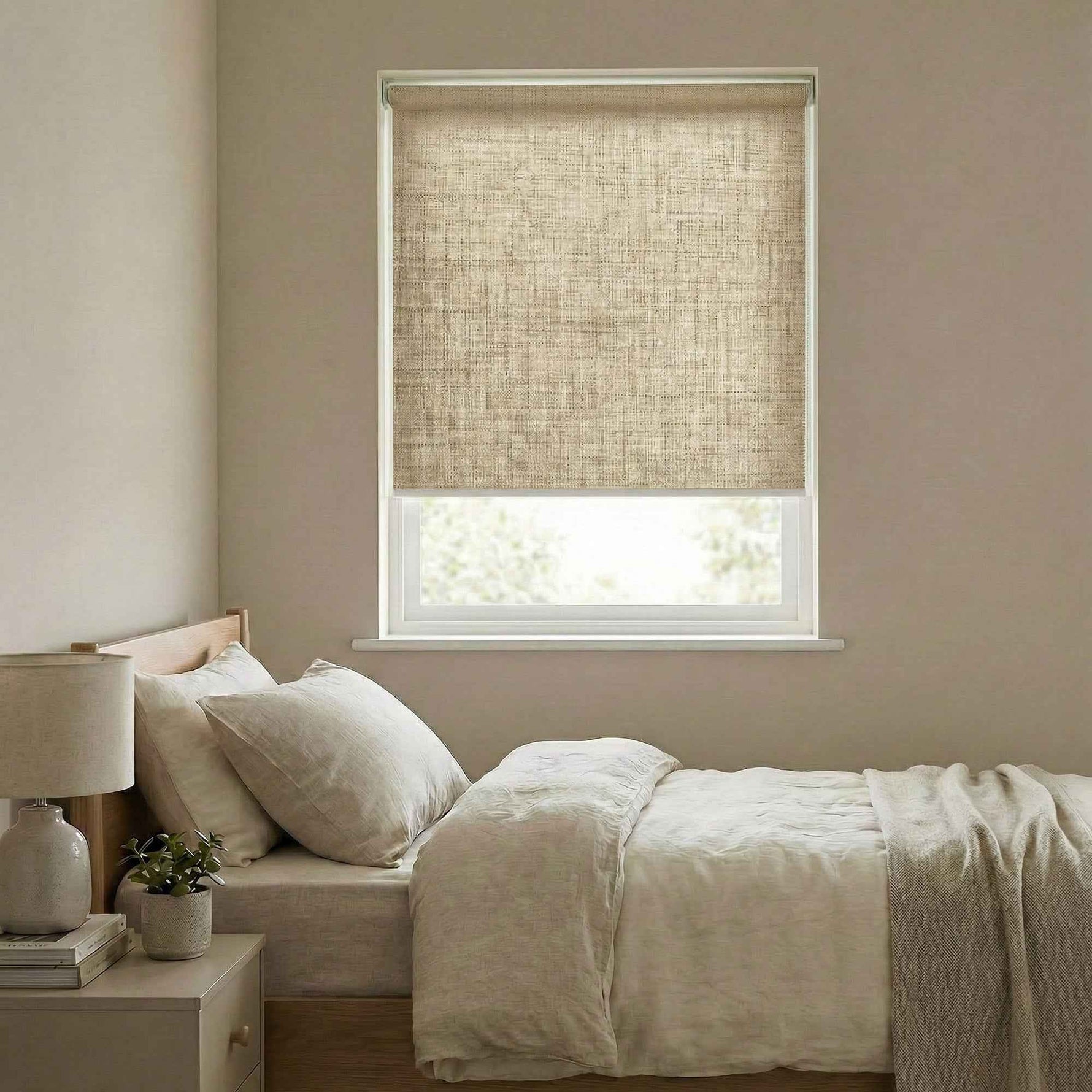 J-Hemp Cordless Faux Linen Blackout Roller Shades