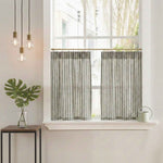 C-Uniform Vertical Striped Semi-Sheer Cafe Curtains