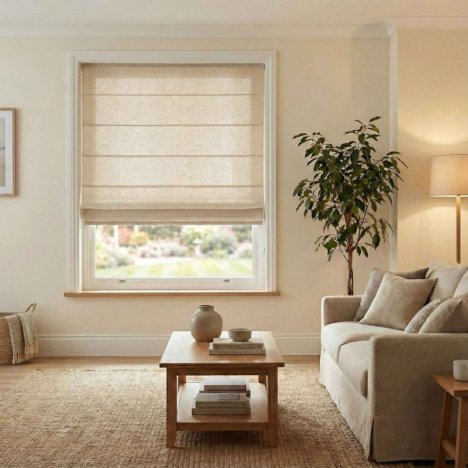 L-Loom Cordless Soft-Hued Light Filtering Roman Shades - Detail View 1 | JOYDRAPE Bespoke Luxury