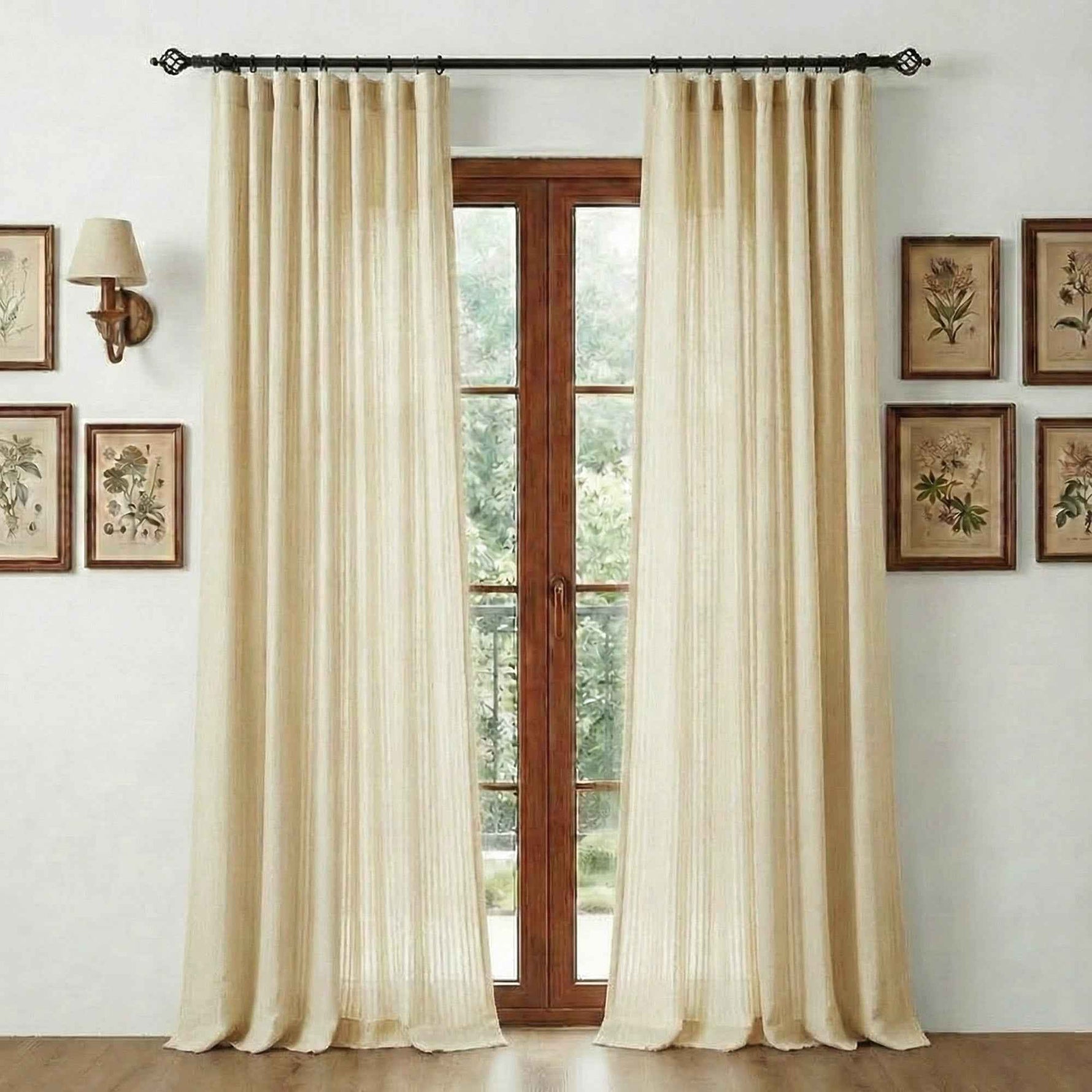 Chenilles Beige Striped Linen Curtains