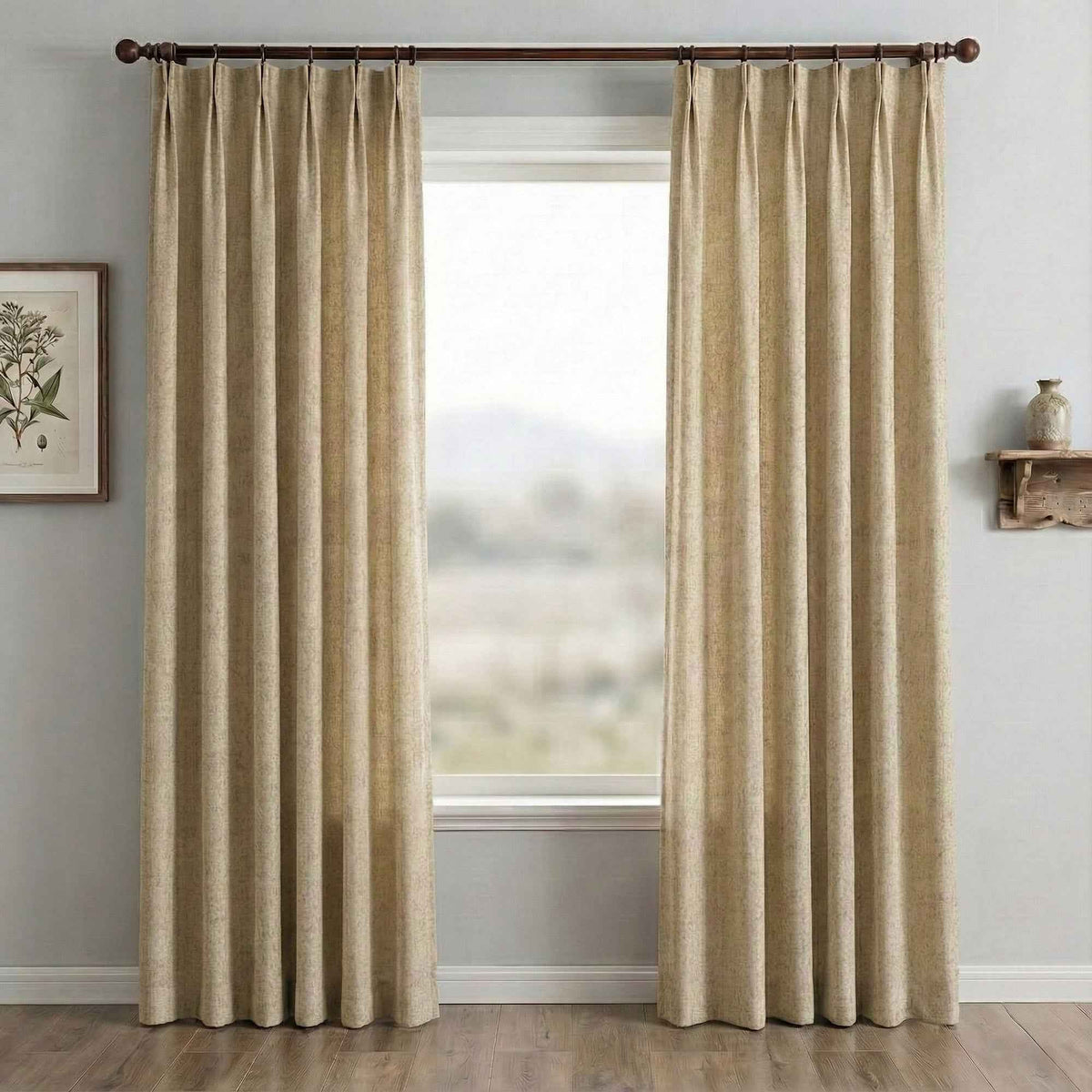 Waffle Natural Cotton Linen Blend Curtains