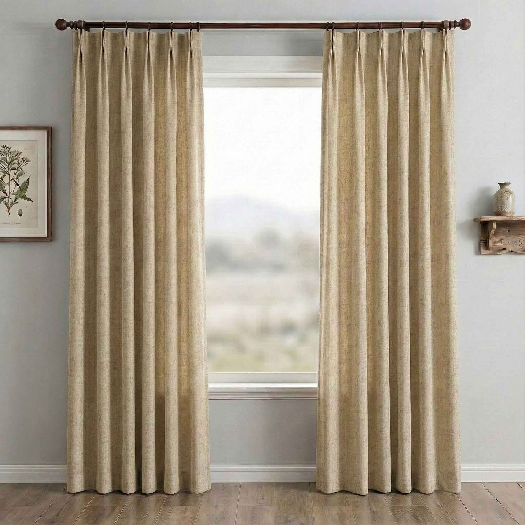 Waffle Natural Cotton Linen Blend Curtains