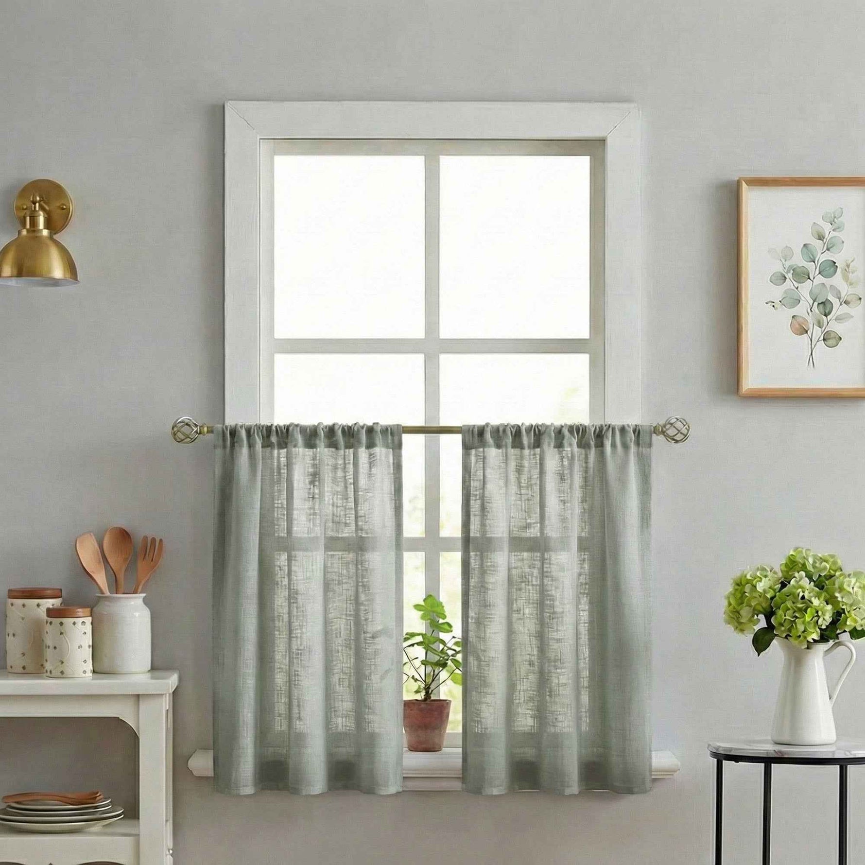 C-Btimeless Light-Filtering Cross-Weave Cafe Curtains