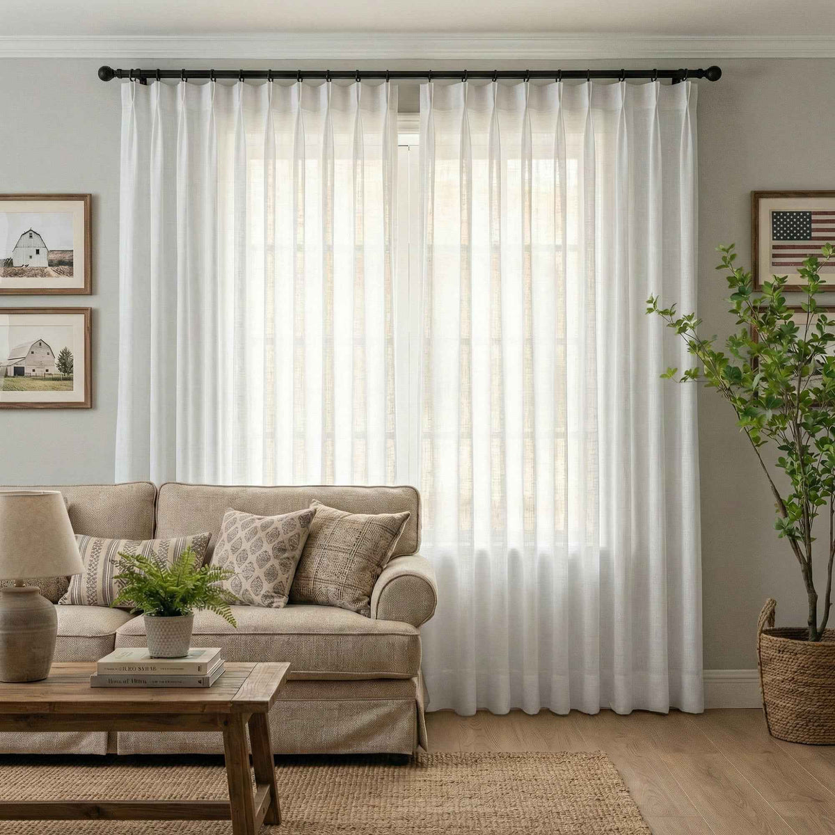 Btimeless Light-Filtering Cotton Linen Textured Curtains