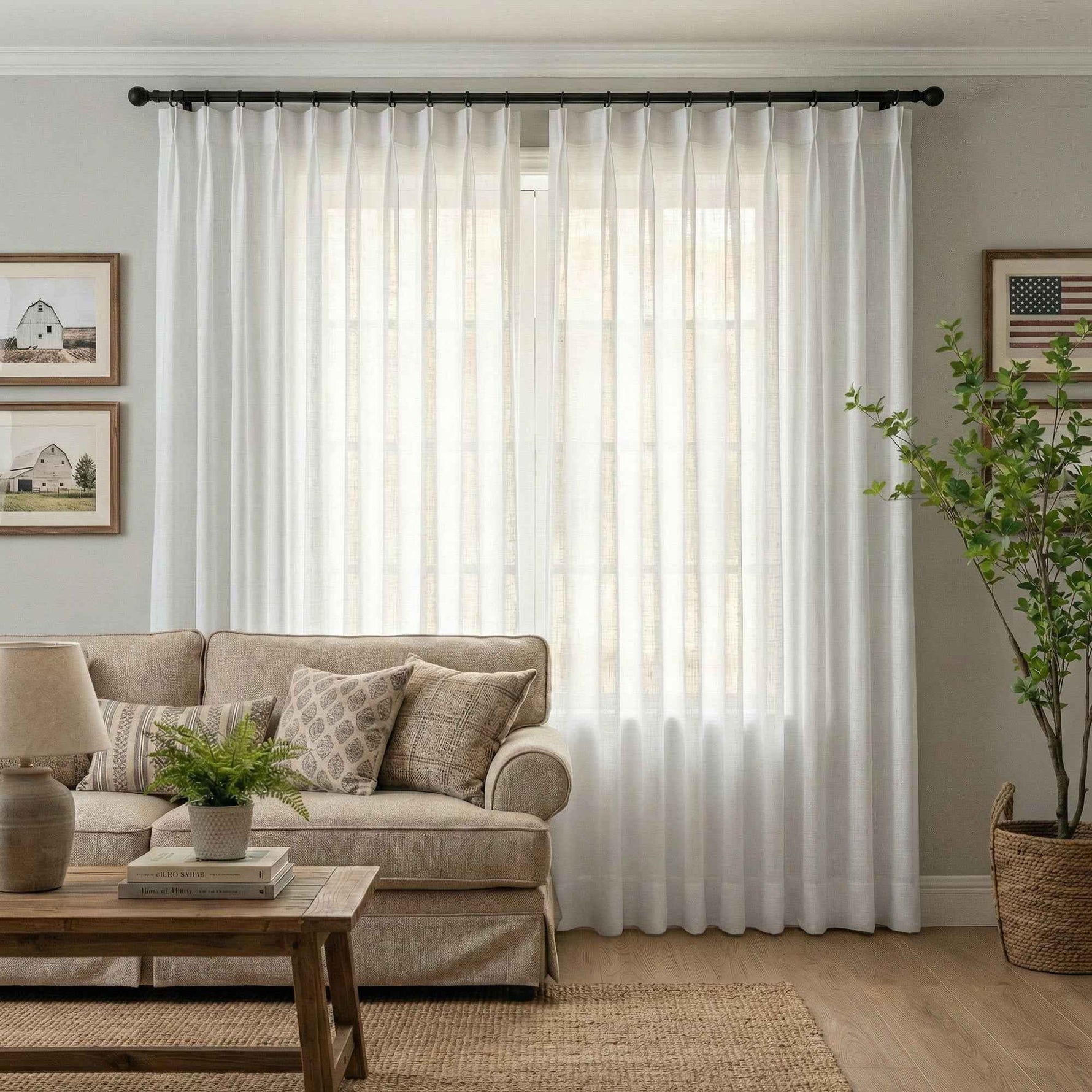 Btimeless Light-Filtering Cotton Linen Textured Curtains