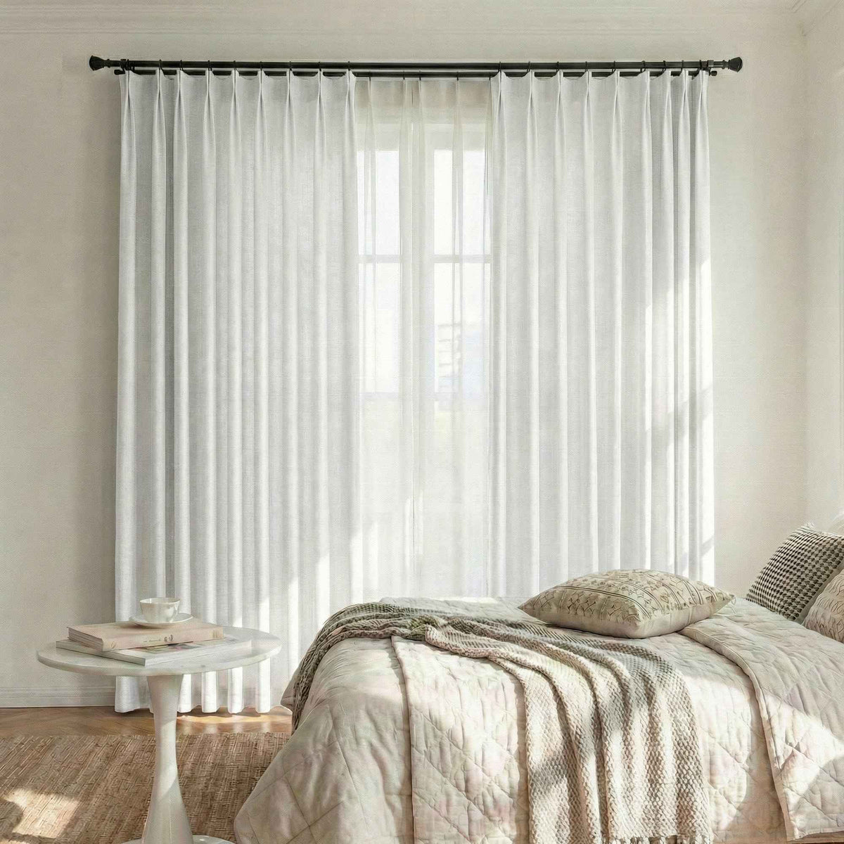 Colorful Semi-Sheer Linen Textured Curtains