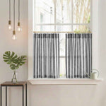 C-Uniform Vertical Striped Semi-Sheer Cafe Curtains
