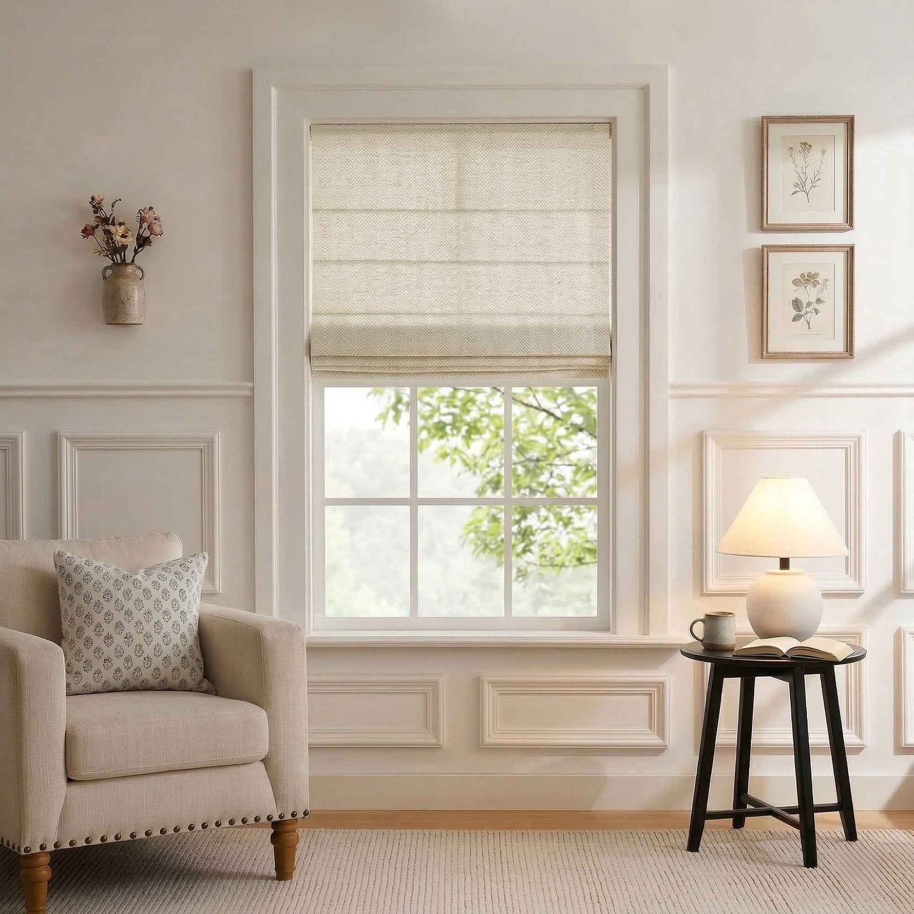 L-Mint Semi-blackout cotton-linen blend Roman shades - Detail View 8 | JOYDRAPE Bespoke Luxury