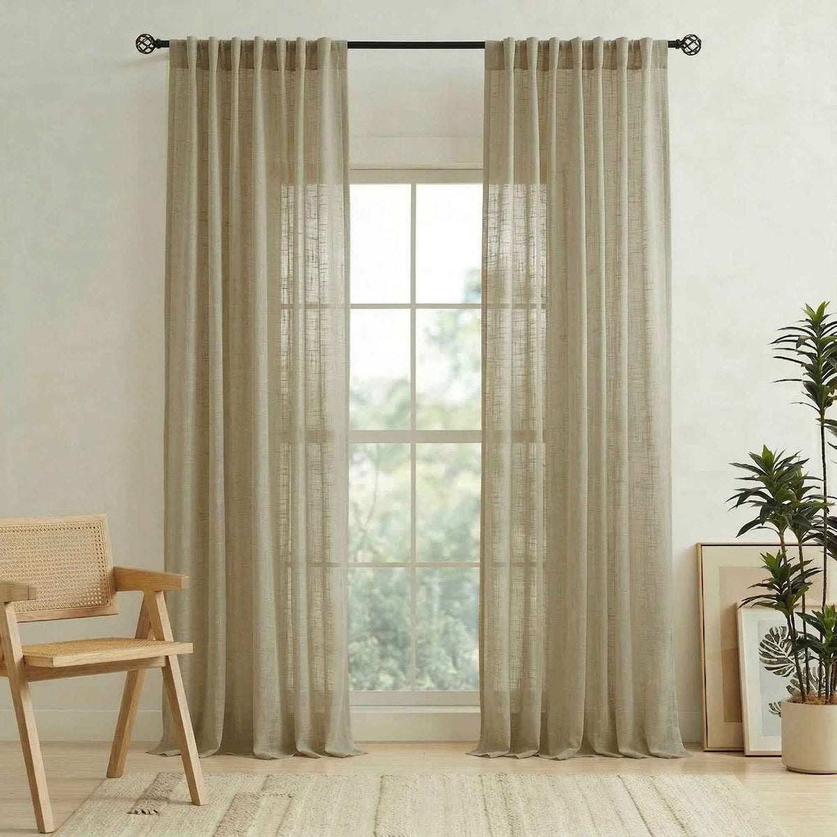 Pchill Light-Filtering Linen Textured Curtains - Detail View 8 | JOYDRAPE Bespoke Luxury